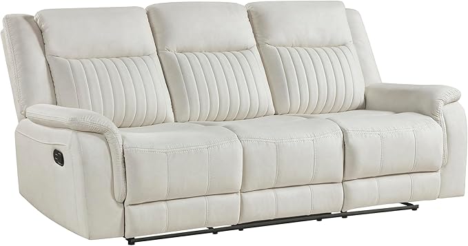Lexicon Manual Double Reclining Sofa, Polished Microfiber Upholstered 3 Seater