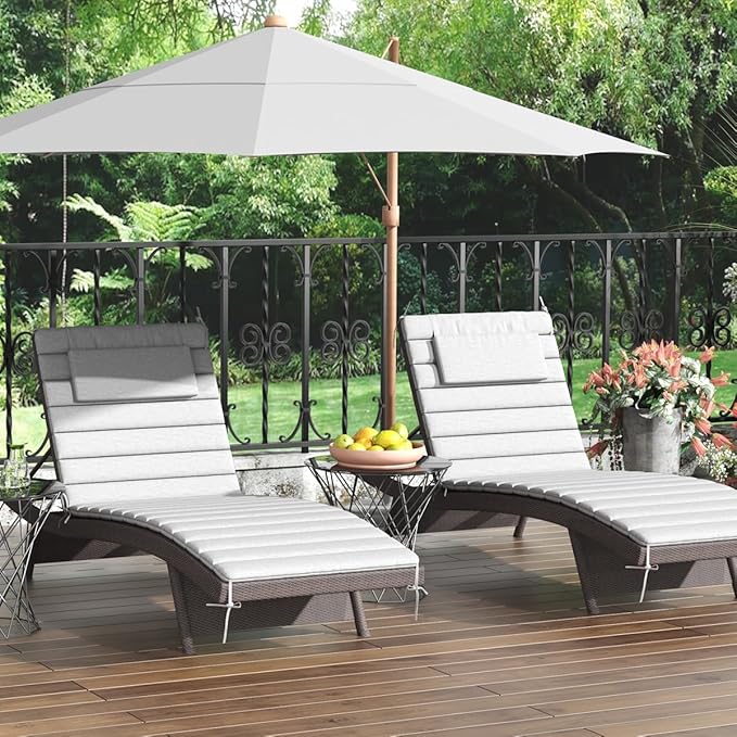 Sundale Outdoor Olefin Quilted Lounge Cushion Set of 4, Patio Foldable Chaise