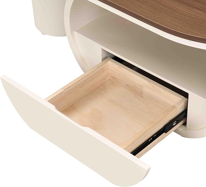 Modern Oval Coffee Table, 47.24" Brown Wood Top Coffee Table