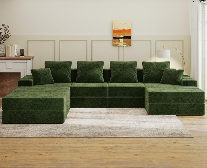 Living&Giving 128" U-Shaped Cloud Sectional Couch
