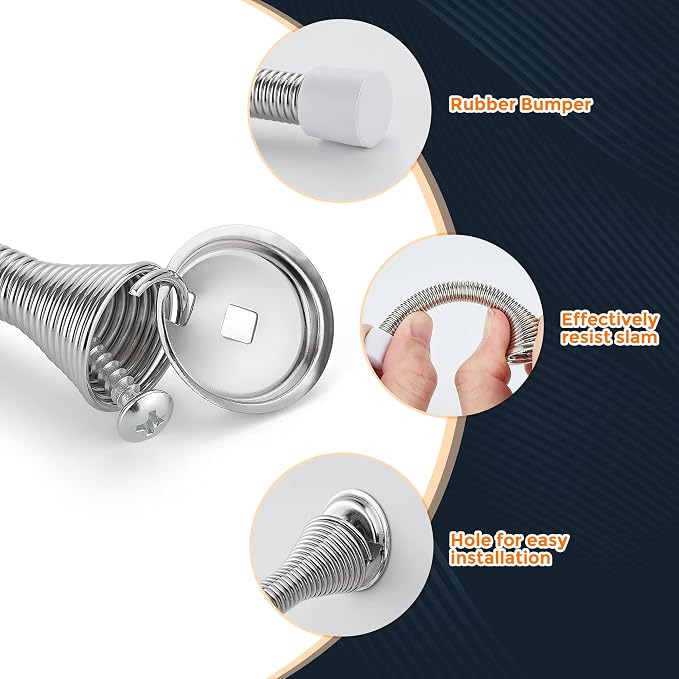 Ravinte Door Stoppers, 30 Pack Spring Door Stops with Rubber Bumper, Satin Nickel Door Stoppers for Bottom of Door