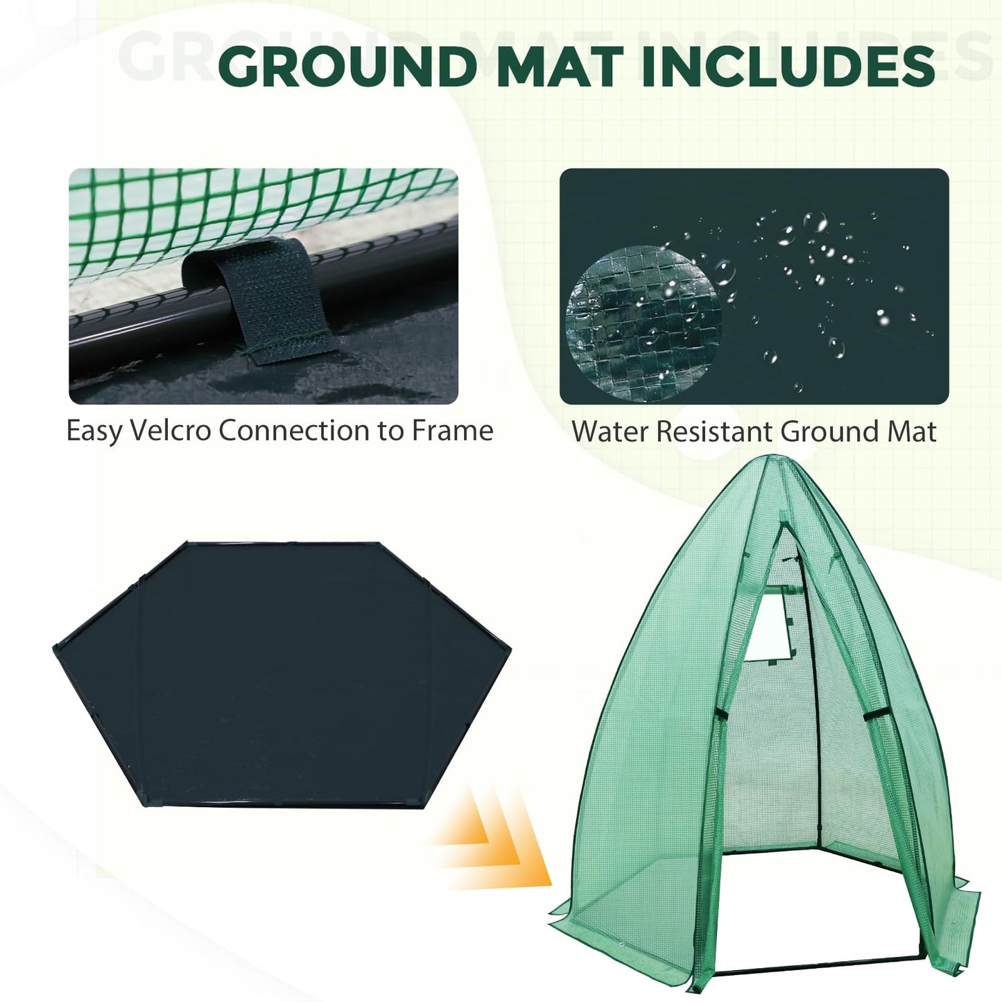 EAGLE PEAK Portable Mini Dome Greenhouse with Zippered Door and Mesh Window, Outdoor Mini Hexagon Greenhouse Kit for Indoor Outdoor Gardening 6' x 5'3'', Green PE Cover