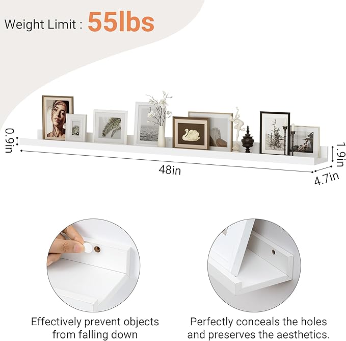 Floating Shelves for Wall, 48 inch Wood Floating Shelves Set of 2, Picture