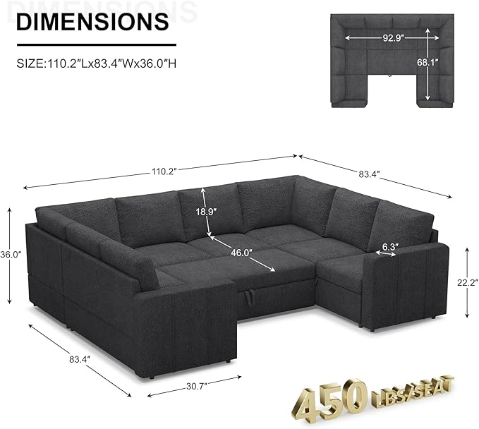 Belffin Modular Sectional Sleeper Sofa Bed