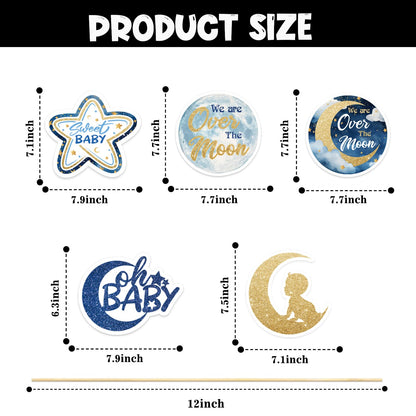 Little Star Oh Baby Centerpiece Sticks - We are Over the Moon Baby Shower Party Table Toppers - Girl Boy Baby 1st Birthday Party Decorations - Set of 15
