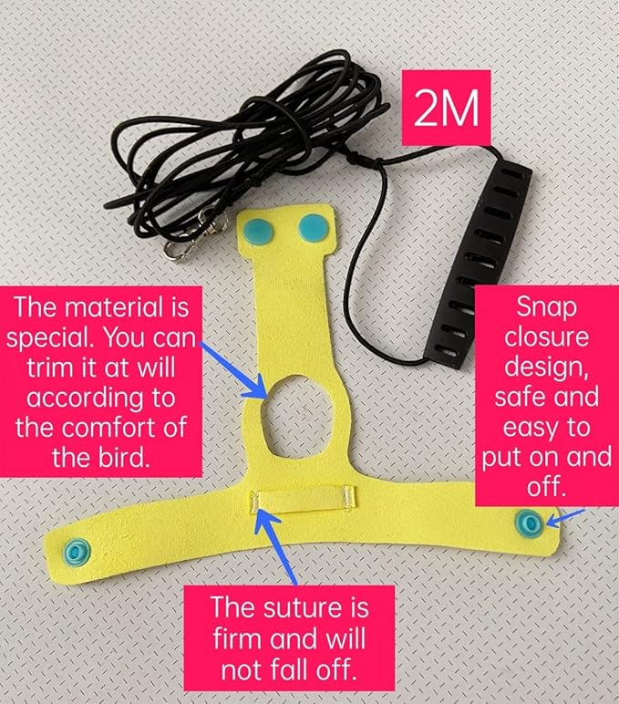 Bird Flight Harness Vest Parrot Flight Suit with Leash for Parakeets Cockatiels Conures Budgies, Bird Flying Clothes with Rope and Handle for Outdoor Activities Training (L,Yellow)