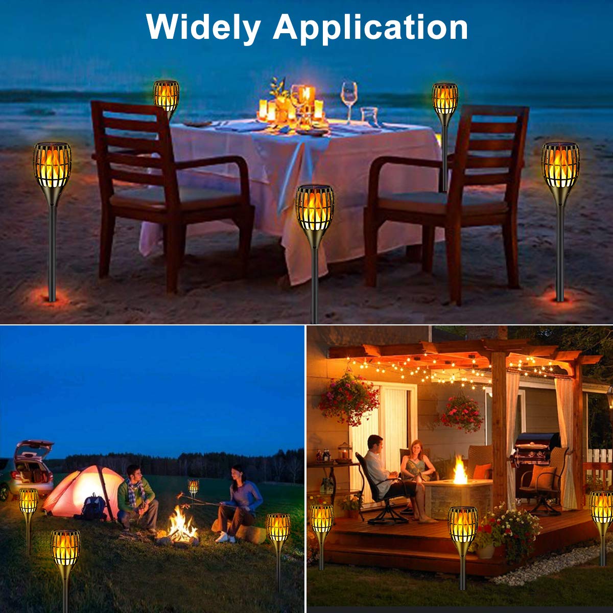 Ollivage Solar Torch Lights, Waterproof Flickering Flames Torches Lights 43" Outdoor Solar Spotlights Landscape Decoration Lighting Dusk to Dawn Auto On/Off for Yard Patio Driveway, 1 Pack