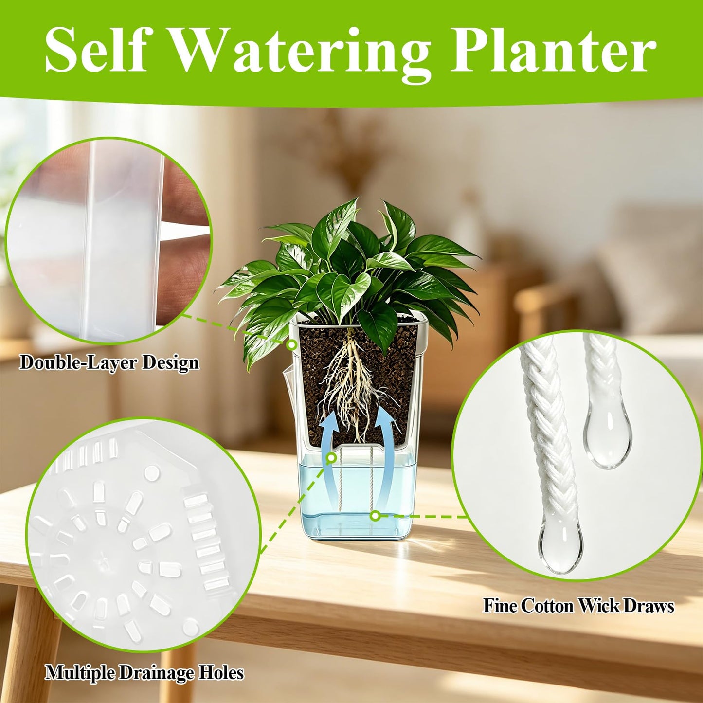Lwuey 12 Pack 2.5" Self Watering Propagation Pots - Clear Plastic Seed Starter Cups, for Seedlings, Cuttings, Succulents, Herbs, Vegetables, 12 Plant Labels Included for Indoor Plants