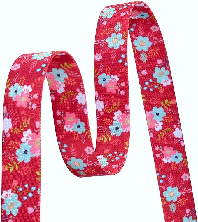 Mihqy Dog Collar and Leash Set with Bohemia Floral Tribal Geometric Patterns - Soft Ethnic Style Collar Adjustable for Small Medium Large Dogs(Red Floral Set,L)
