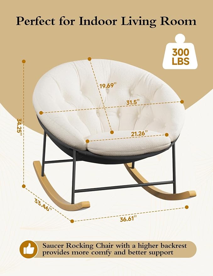 Kidirect Wide Rocking Chair Nursery, Comfy Saucer Nursery Rocking Chairs
