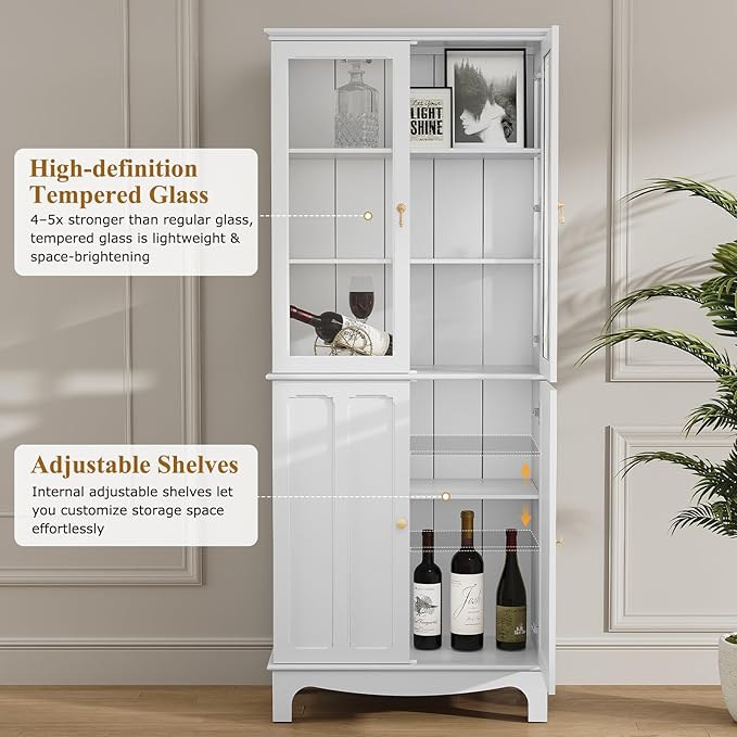 ARTPOWER 72" Freestanding Kitchen Pantry Storage Sideboard, Classical Tall