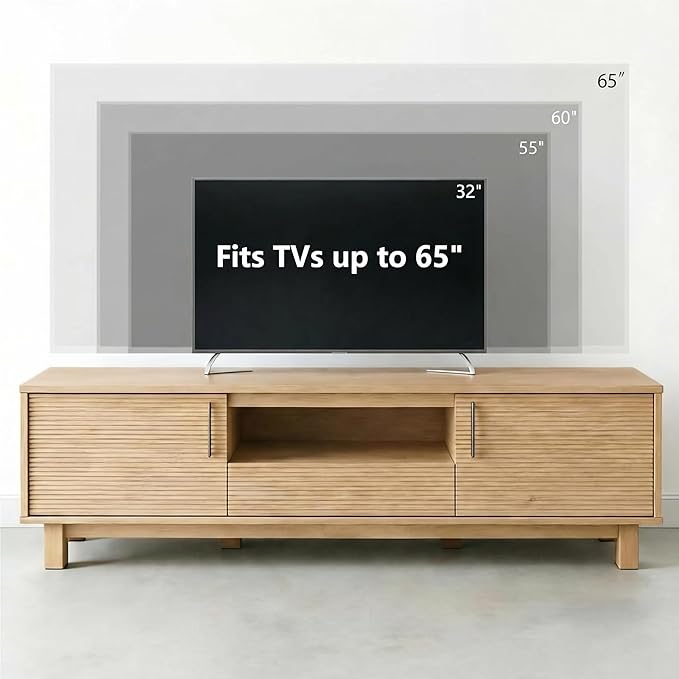 Amada 58" TV Stand for TVs up to 65 Inch, Fluted Entertainment Center
