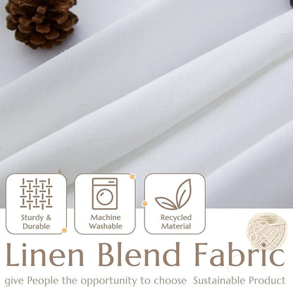 jinchan Linen Textured Tier Curtains 24 Inch for Kitchen Windows Farmhouse Cafe Curtains Small Drapes Rustic Light Filtering Half Window for Living Room Laundry Rod Pocket 2 Panels White
