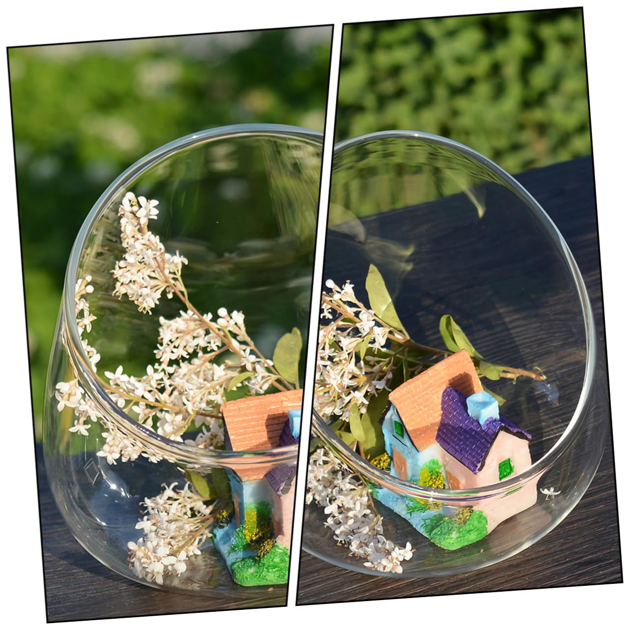 OSALADI 3pcs Slant Cut Glass Bottle Terrarium for Succulent Micro Landscape Display, Eco-Friendly Tabletop Glass Plant Vase for Home Office Décor