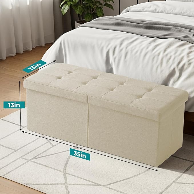 35-INCH Storage Ottoman Bench, Footrest