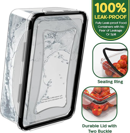 RockBerry 33 Containers with Large Food Storage Containers with Lids Airtight- Stackable Kitchen Bowls Set, Small Box-BPA Free Leak proof Plastic Boxes-Microwave safe