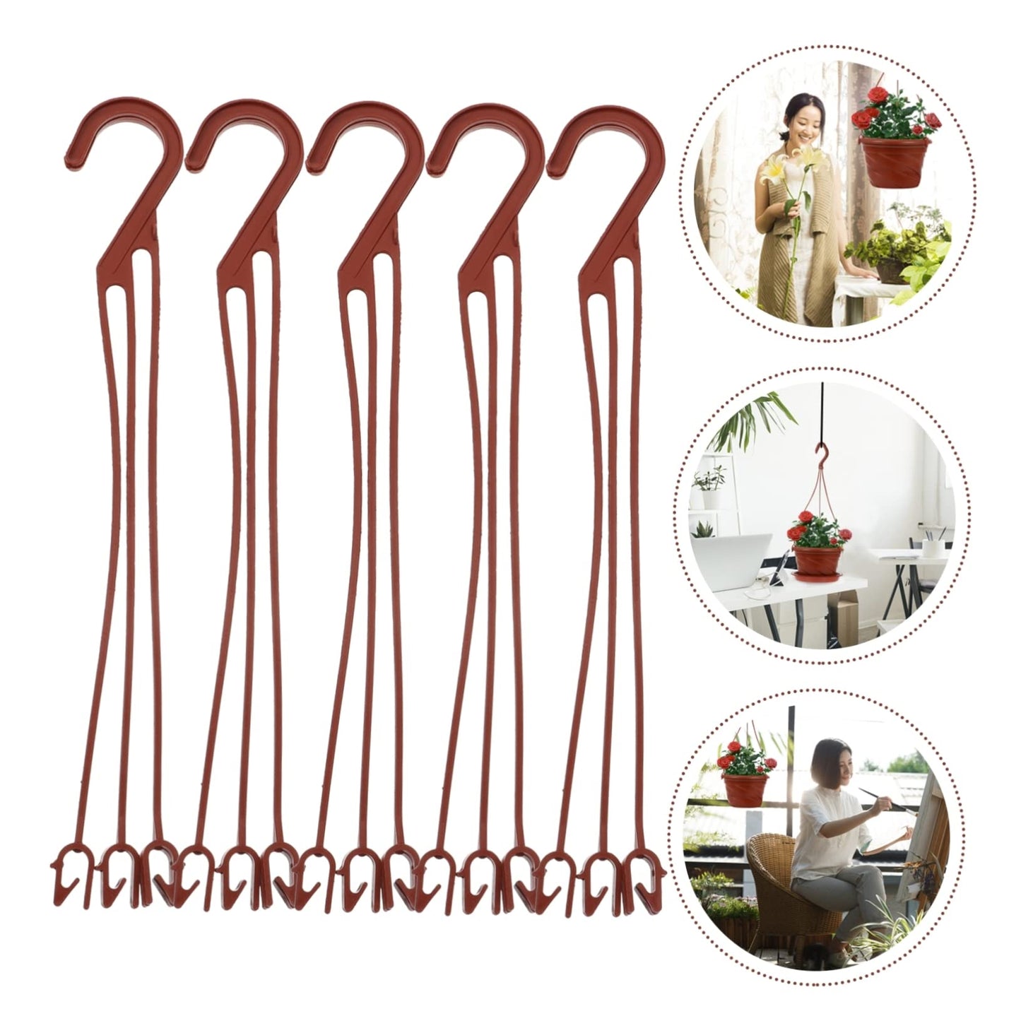 LABRIMP 50pcs Plastic Hanging Hooks for Flower Pots Durable Plant Holders for Garden Wall-Mounted Planter Hooks for Decoration
