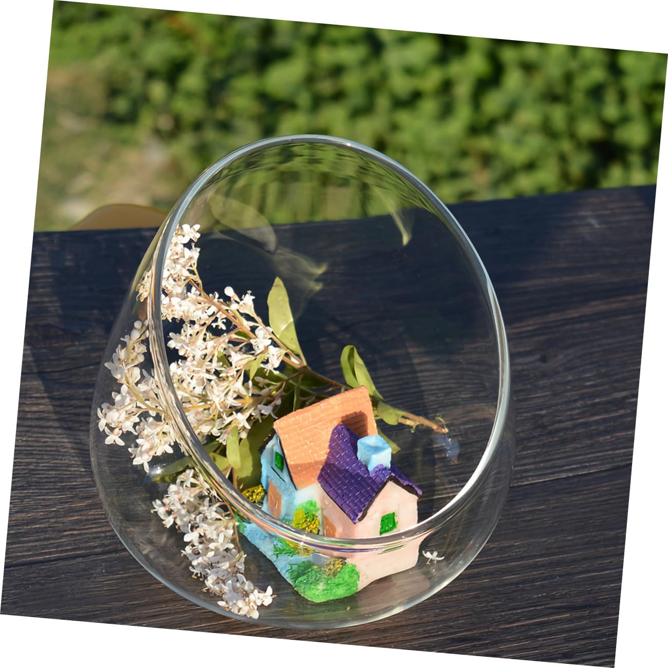 HOMOCONO 3pcs Slant Cut Glass Micro Landscape Bottle Ecological Terrarium Vase for Succulent Plants Desktop Tabletop Decoration