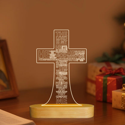 Jesus Cross 3D Night Light, Christian Gifts for Boys Girls, Christmas Gift Warm White Wooden Handmade, The Lord Desk Lamps Room Home Decor Xmas Birthday Easter Cross Gifts