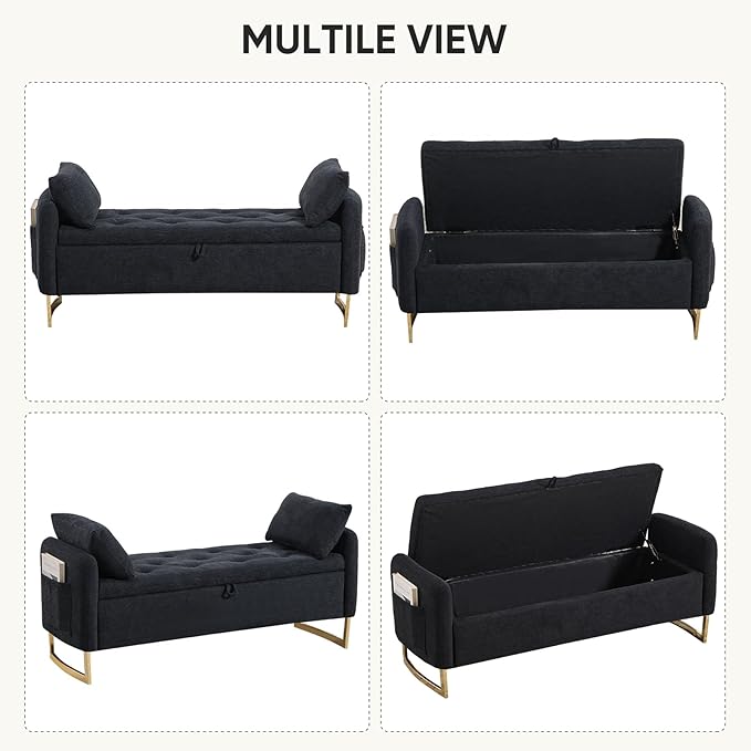 48" End of Bed Bench, Modern Storage Benches