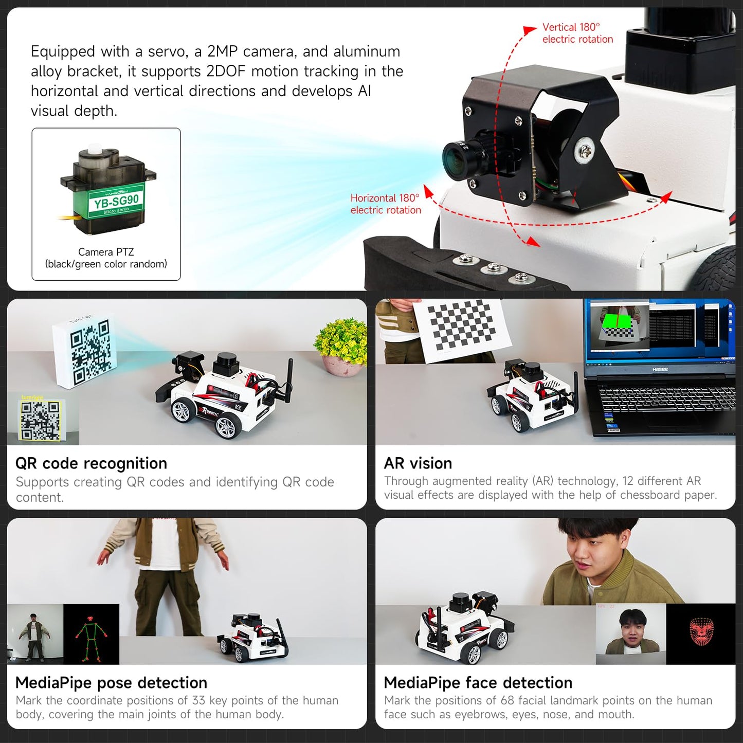 Yahboom Raspberry Pi 5 AI Visual ROS2 Smart Robot Car Kit 2DOF Camera Autonomous Driving Lidar Stem Education Project for Teen Engineers Students (with Raspberry Pi5-4GB)