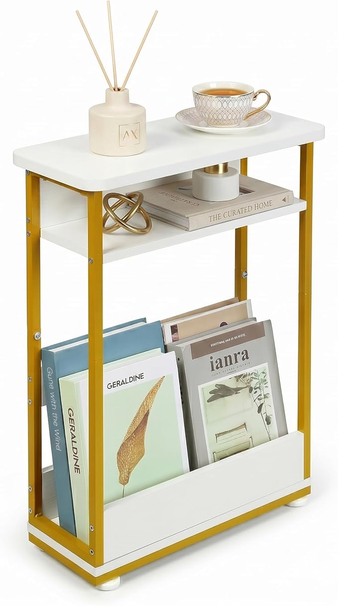 Narrow Side Table, 3-Tier Slim End Table