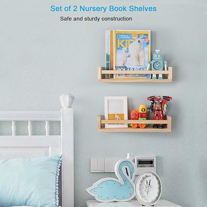 JORIKCHUO Nursery Book Shelves, Kitchen Spice Rack, or Rustic Wall Mounted