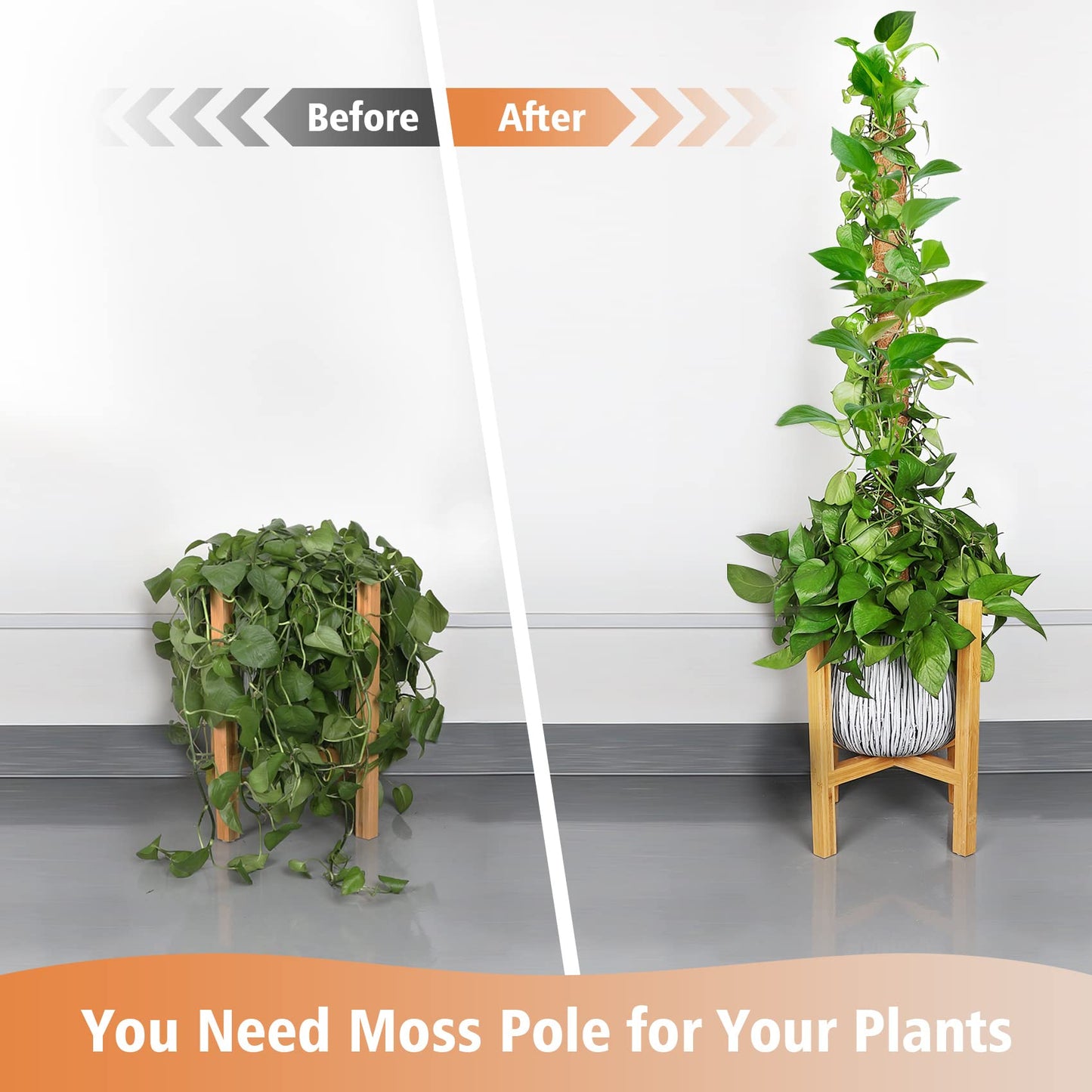 【4 Pack】 JJGoo Moss Pole, 17 inch Coco Coir Totem Poles Extending to 53 Inches, Plant Support Stick Plant Poles for Indoor Plants Climbing Plants Monstera, Sphagnum, Pothos