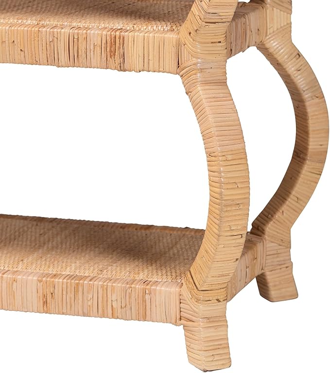 Bali & pari Dalida Bohemian Natural Rattan 3-Tier Console Table
