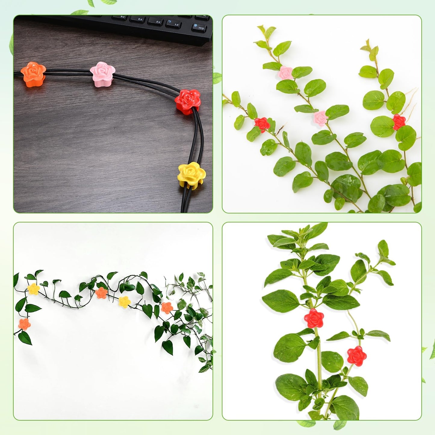 M METERXITY 100 Pack Plant Wall Clips, Self-Adhesive Plant Climbing Wall Clips Fixer with Acrylic Adhesive Sticker for Vine Support/Indoor/Outdoor Decor [Rose-Yellow]