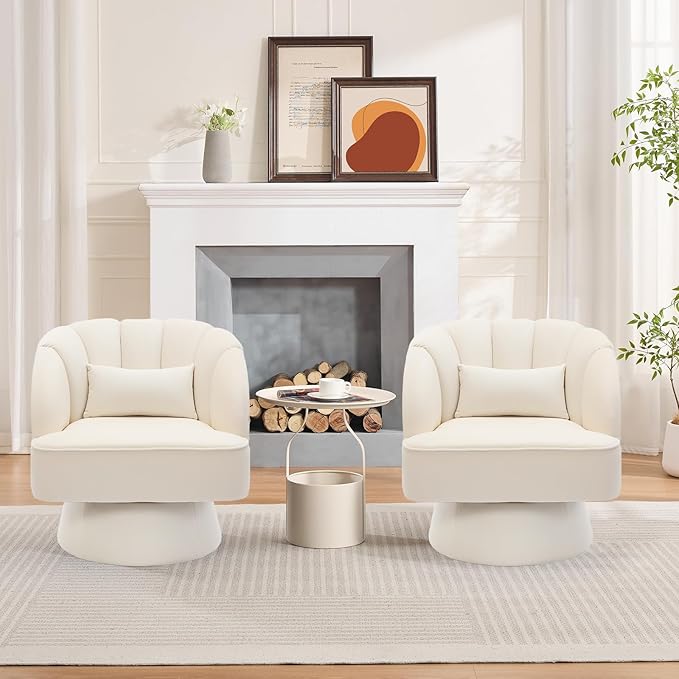 Garvee Ultra-Plush Swivel Accent Chair, 360° Barrel Lounge Chair