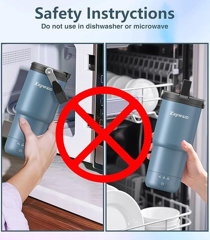 Kepwam Self-Heating Travel Mug 20oz, Temperature-Controlled Coffee Warmer Mug, Smart Travel Coffee Mug Keep Coffee Drinks Hot, Heated Mug Great for Driver Outdoor Fits Car Cup Holders