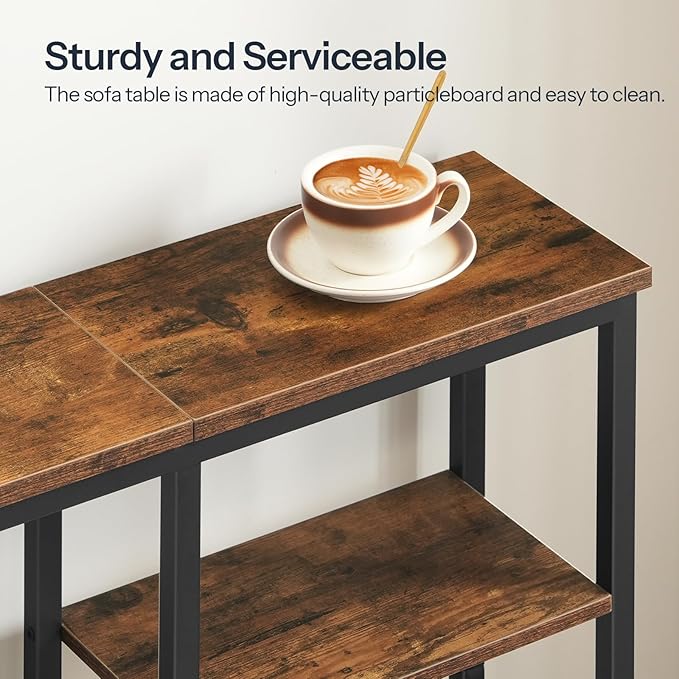 HOOBRO Narrow Console Table, Sofa Table, 4-Tier Industrial Entryway Table