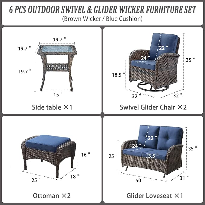 Belord 6 Piece Patio Conversation Sets