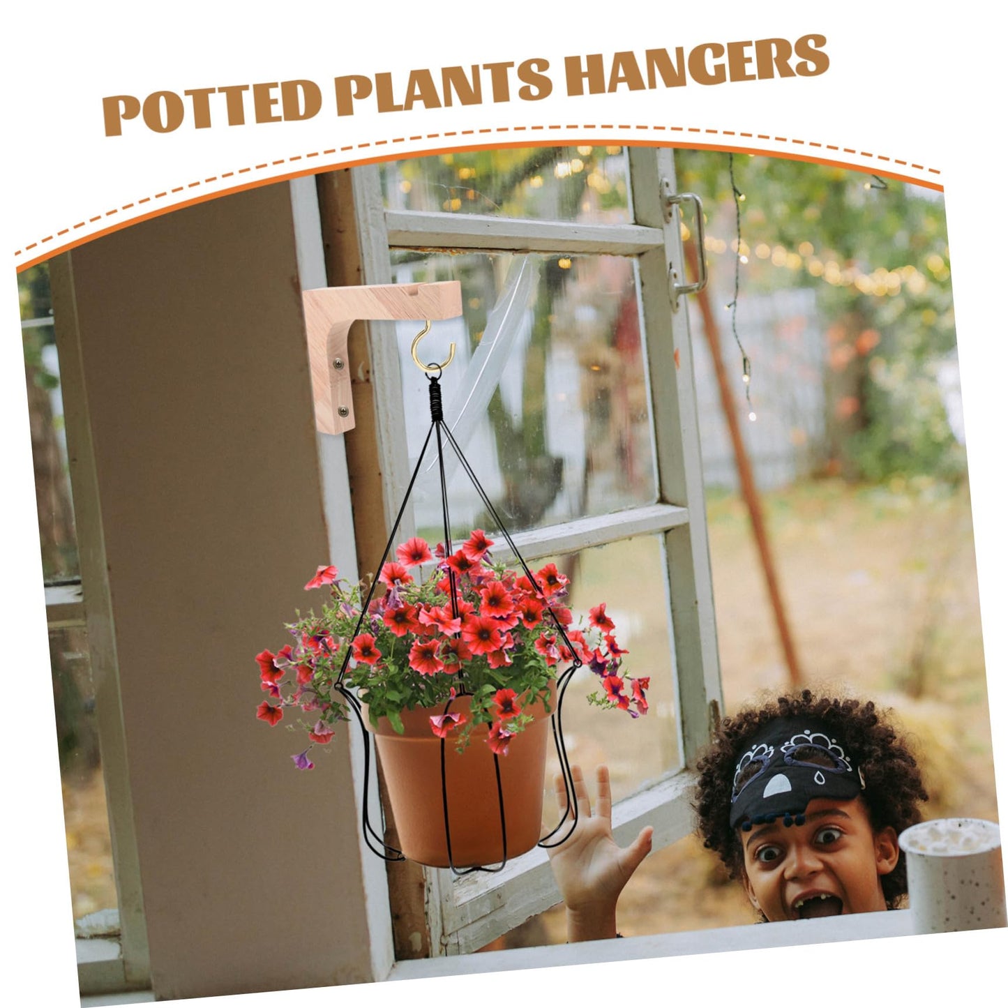 TOYANDONA Wooden Hanging Plant Hooks 2pcs Indoor Wall Plant Hangers Heavy Duty Natural Wood Flowerpot Holders for Indoor Outdoor Garden Wall-Mounted Hanger Brackets