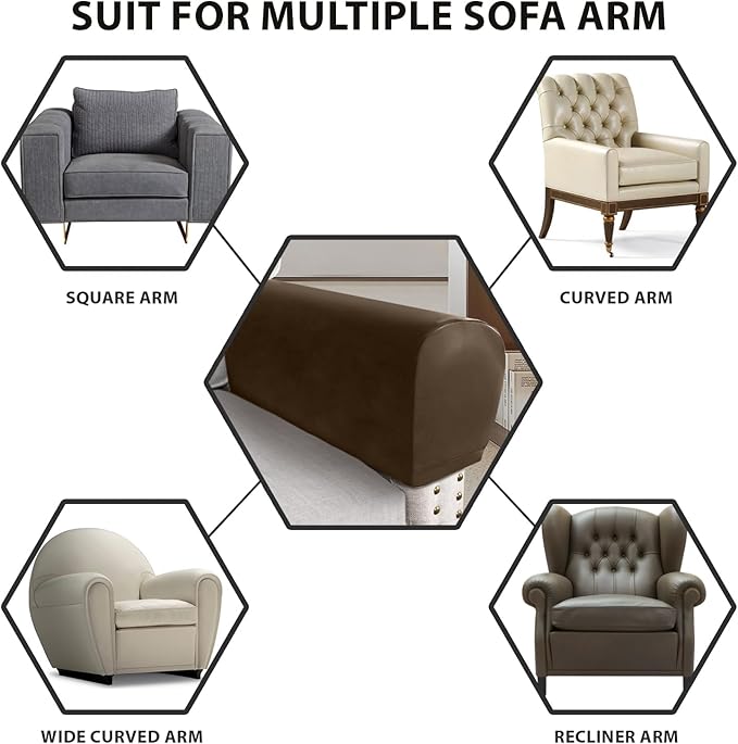 PU Leather Armrest Covers for Sofa Couch Arm Slipcover Set of 2 Stretch