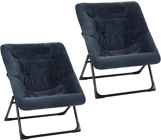 Comfy Saucer Chair for Adults, Soft Faux Fur Bedroom Chair, Accent Dorm Chairs