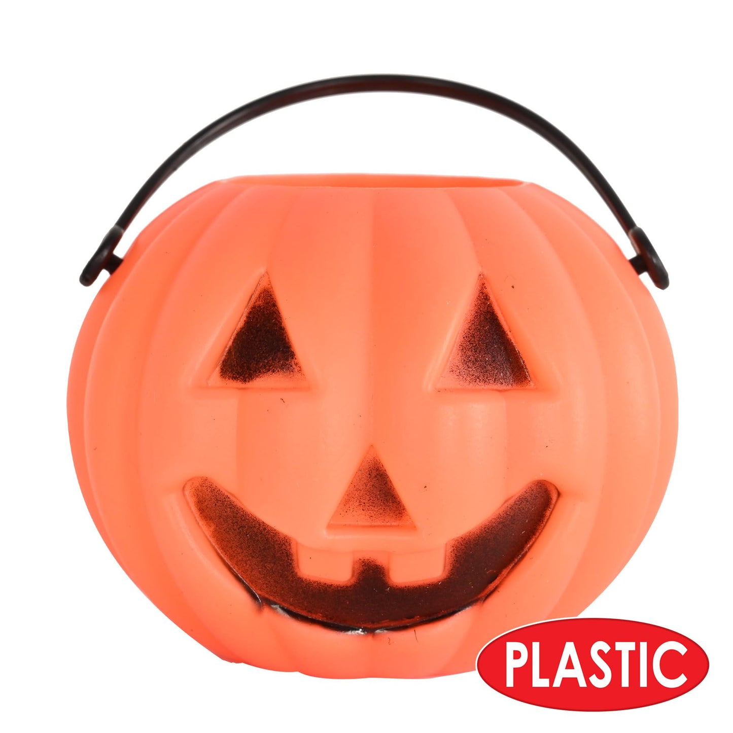 Beistle Mini Plastic Pumpkin Buckets – 12 Pack, Small Orange Jack-O’-Lantern Pails with Handles, Halloween Candy Containers & Tabletop Décor, Trick-or-Treat Accessories for Haunted House, 3" x 2¾"