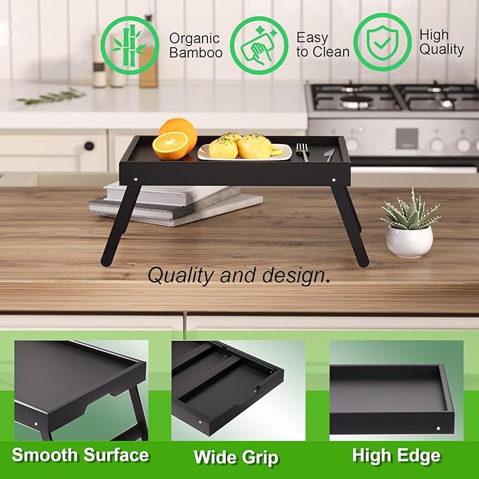 Fibogollo 2 Pack Bamboo Bed Tray Table