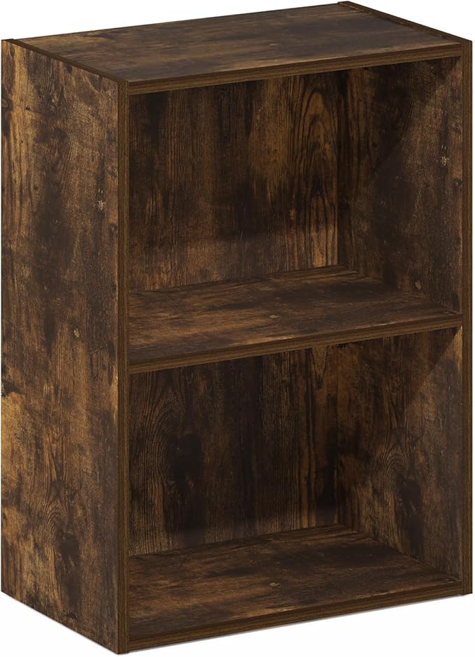Furinno LUDER Book Shelf, 2-Tier Modern Bookshelf, Open Shelves Bookcase