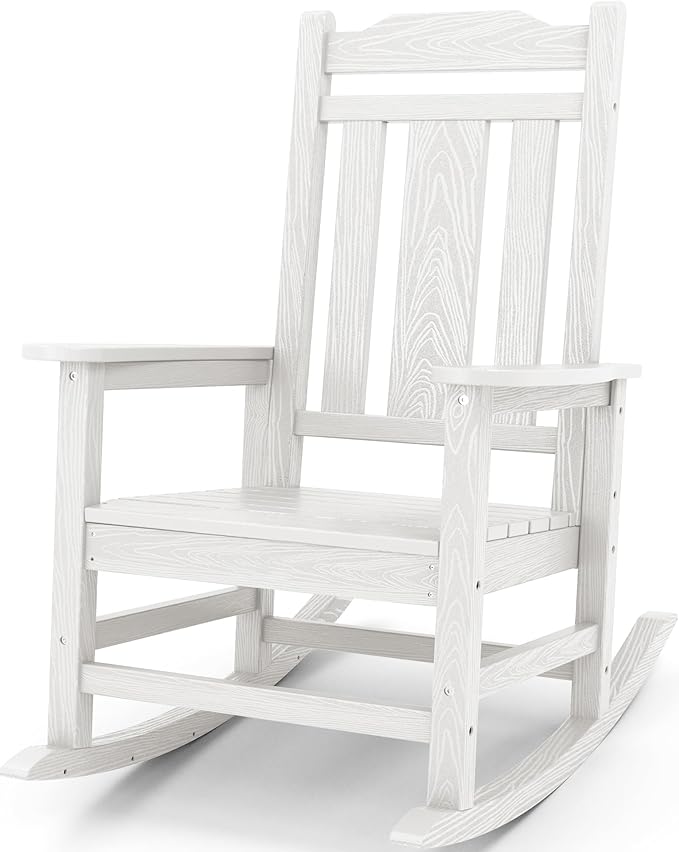 SERWALL Oversized Rocking Chair Outdoor, HDPE Outdoor Rocking Chair
