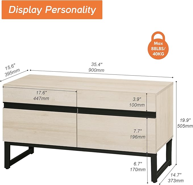 WAMPAT Modern TV Stand for 26-40 Inch TVs, Wood Entertainment Center