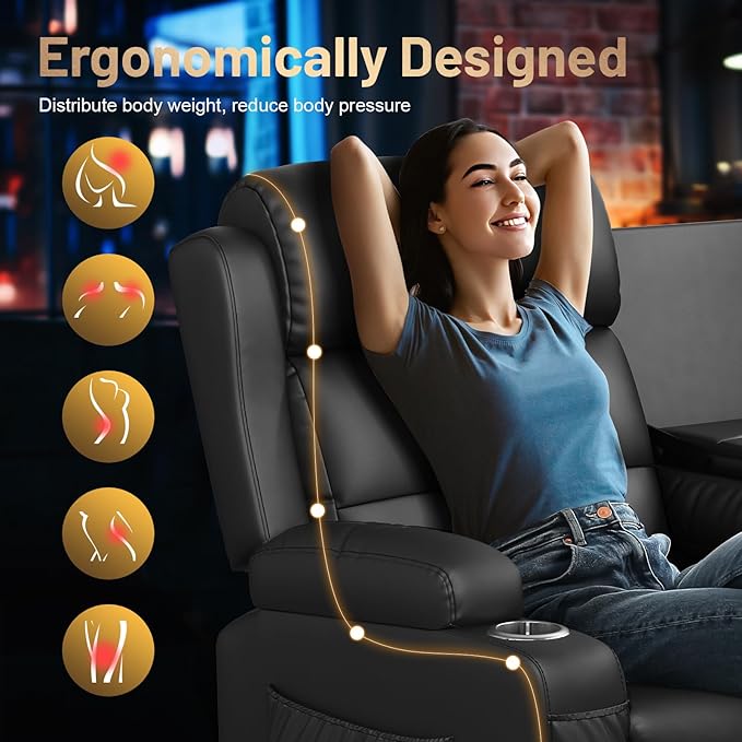 3-Seater Loveseat Recliner Sofa, Home Theater Seating Reclining Couch