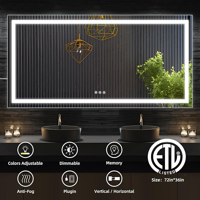 72x36 Inches LED Bathroom Mirror