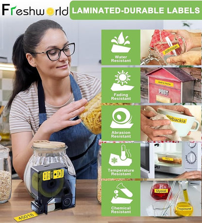 FreshWorld 3X a45018 Replace for Dymo D1 Label Tape Label Maker Refill Black on Yellow S0720580,1/2 Inch x 23 Ft Compatible with DYMO COLORPOP LabelManager 160 210D 260P 280 360D 420P 450D Duo