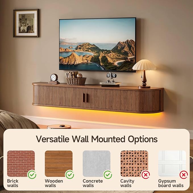 63" Floating TV Stand with Power Outlet