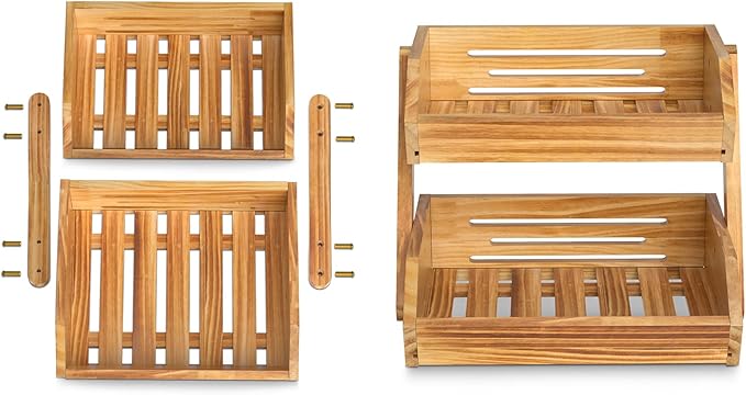 Merysen 2 Tier Wooden Fruit Basket