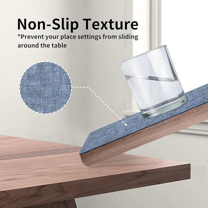 Maxpearl Faux Leather Placemats Set of 4, Waterproof - Wipe Clean - Heat Resistant - Anti Slip Dining Table Place Mats, Suitable for Indoor & Outdoor Use, 17’’×12’’, Blue