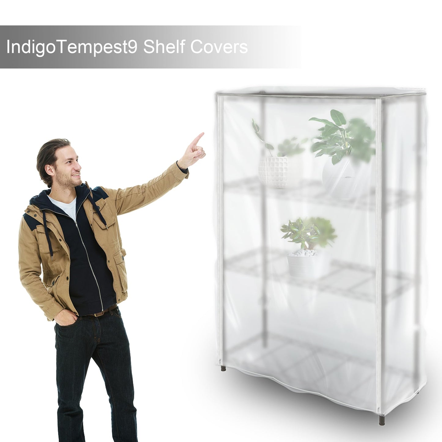 IndigoTempest9 Frosted Wire Shelf Cover with Zipper, Waterproof Dustproof PVC Rack Cover for 48 x 18 x 72 Inch Wire Shelving, Semi-Transparent, Helps Hide Clutter, Cover Only