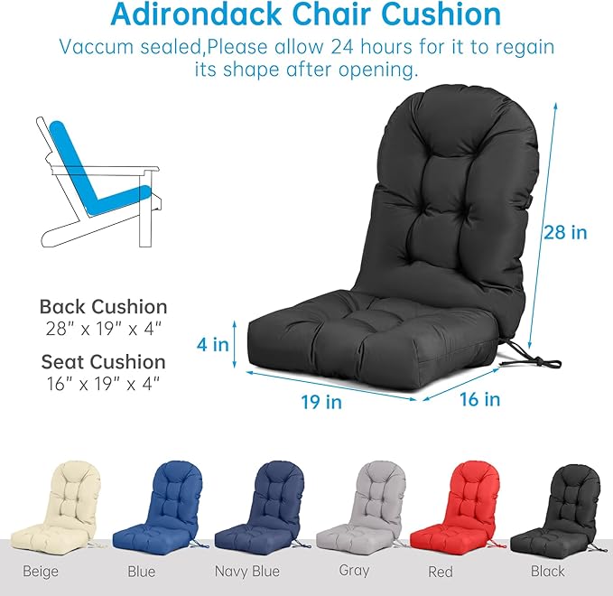 Adirondack Chair Cushion Waterproof Rocking Chair Cushion, Tufted High Back